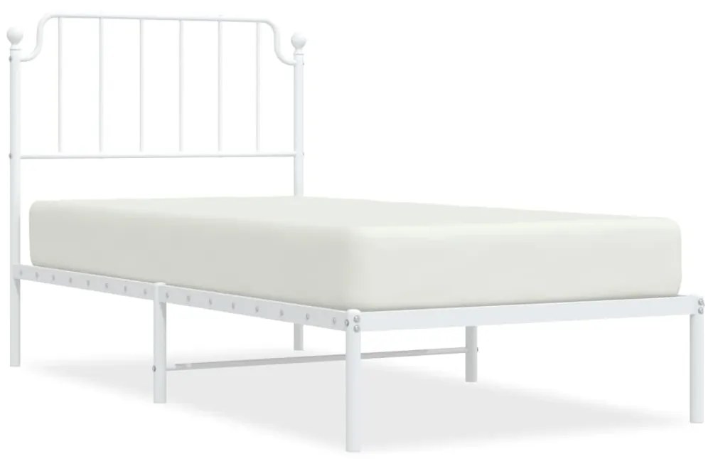 373929 vidaXL Cadru pat metalic cu tăblie, alb, 90x200 cm
