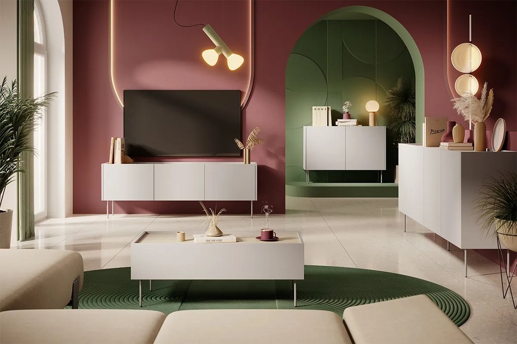 Comodă TV Desin 170 cm cu picioare metalice - casmir / stejar Nagano