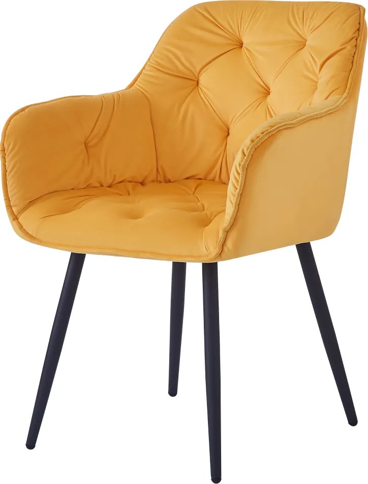 Scaun de design, ţesătură Velvet galben, FEDRIS NEW