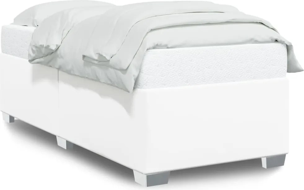 vidaXL Cadru de pat, alb, 100x200 cm, piele ecologică