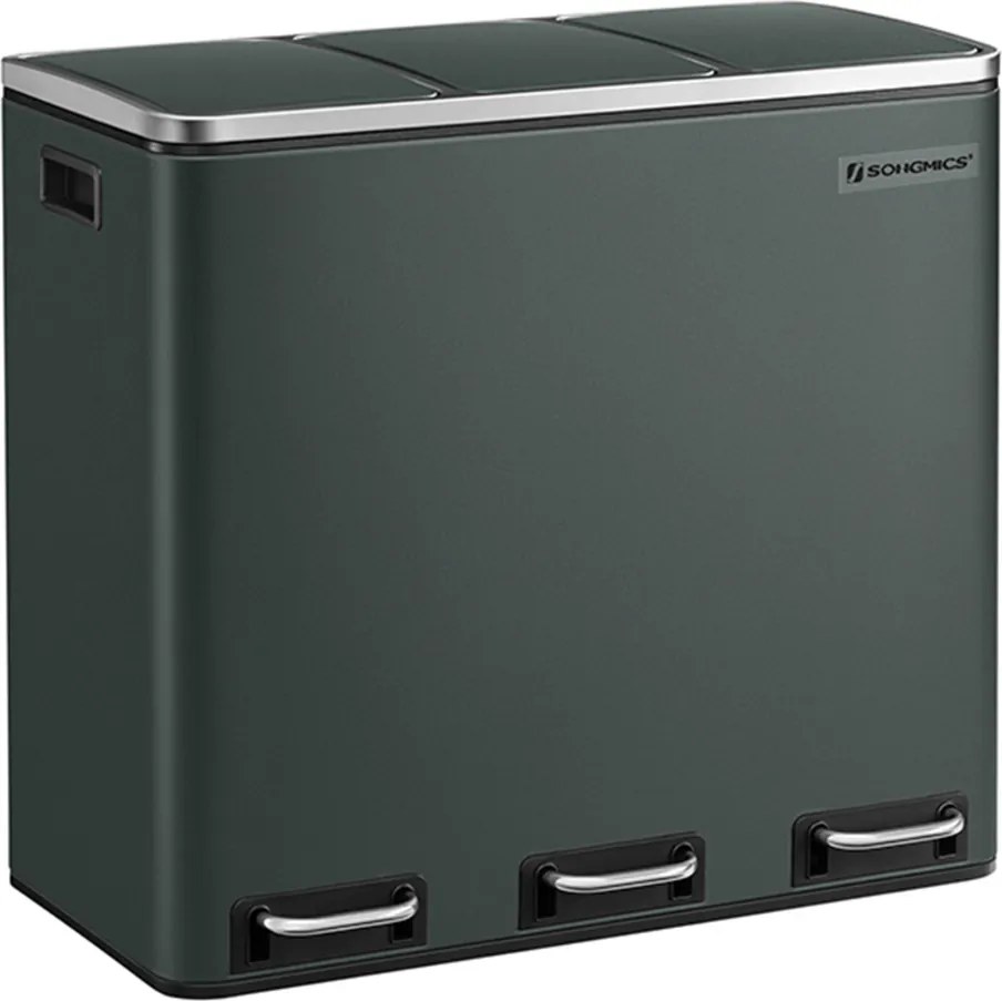 Coș de reciclare SORT 54 l (3×18 l), antracit/argintiu SongmicsHome