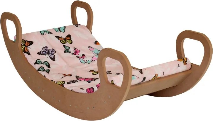 Balansoar pentru copii mdf natur cu saltea Fluturasi