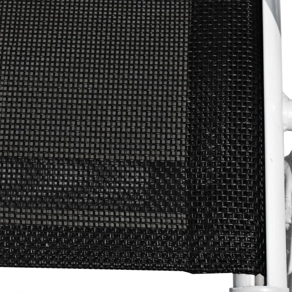 Scaune de gradina stivuibile, 4 buc., negru, otel  textilena 4, negru si gri