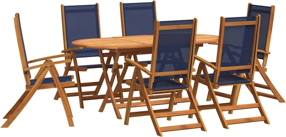 vidaXL Set mobilier de grădină, 7 piese, lemn masiv acacia/textilenă