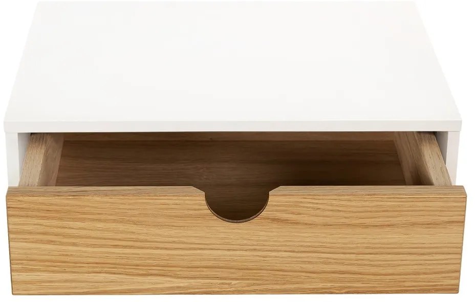Noptieră alb/în culoare naturală cu aspect de lemn de stejar Farsta – Woodman