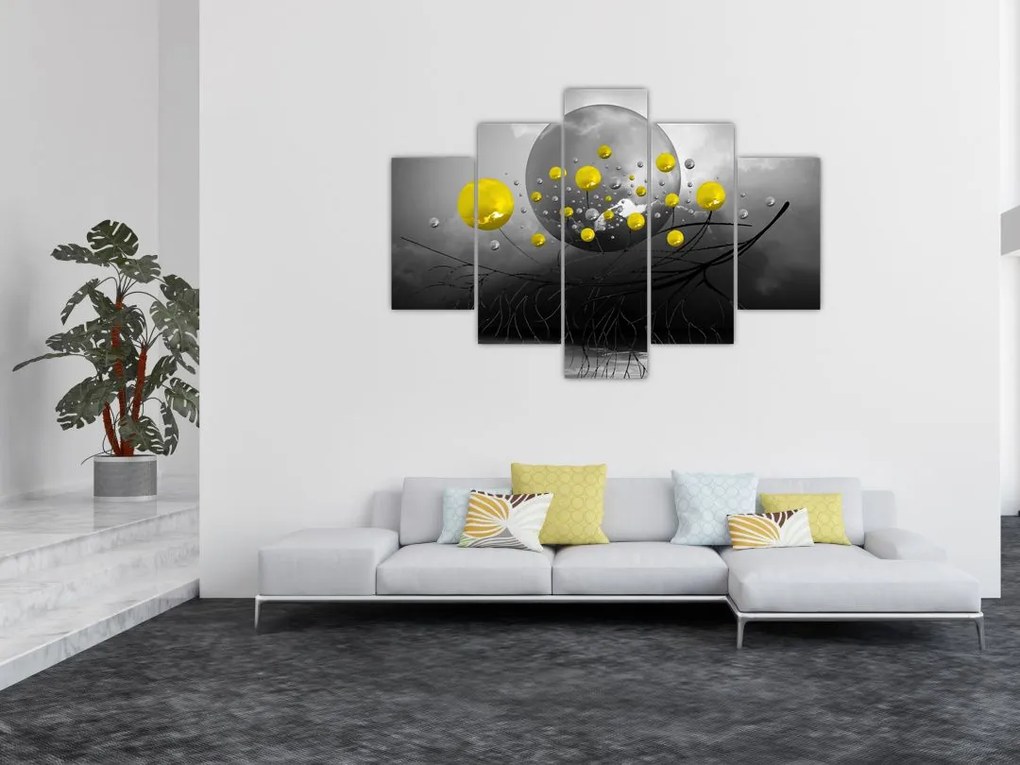 Tabloul - bile abstracte galbene (150x105 cm)