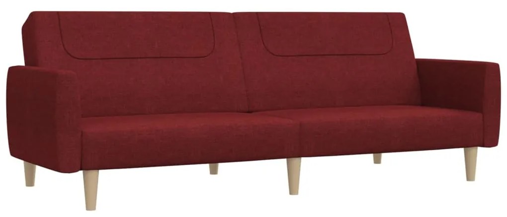 337412 vidaXL Canapea extensibilă cu 2 locuri, roșu vin, material textil