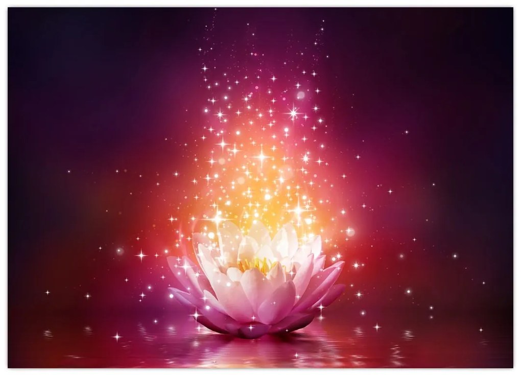 Tablou pe sticlă cu floare de lotus (70x50 cm)