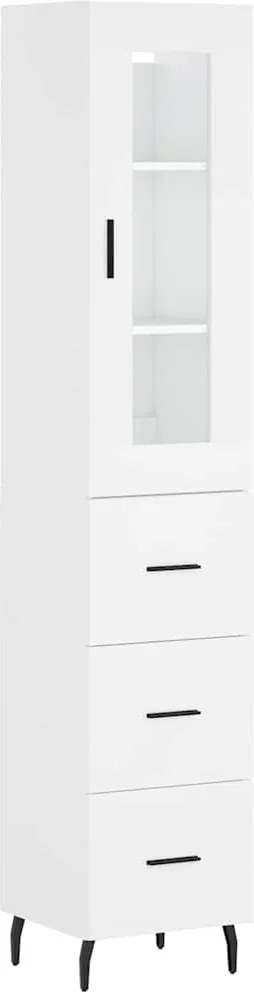 vidaXL Dulap înalt, alb, 34,5x34x180 cm, lemn prelucrat