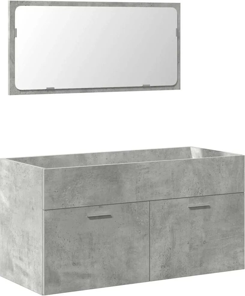 vidaXL Dulap de baie cu oglindă, gri beton, lemn prelucrat