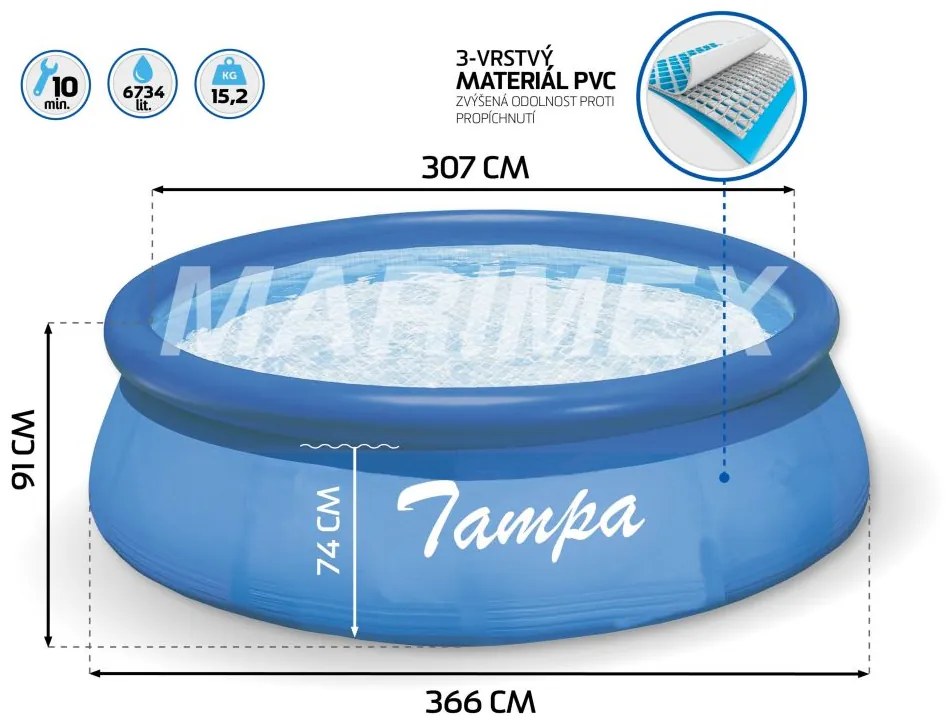 Piscină Tampa 366 x 91 cm - fără filtrare