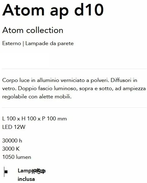 Aplica LED de exterior ambientala Ip54 Atom ap d10 alba