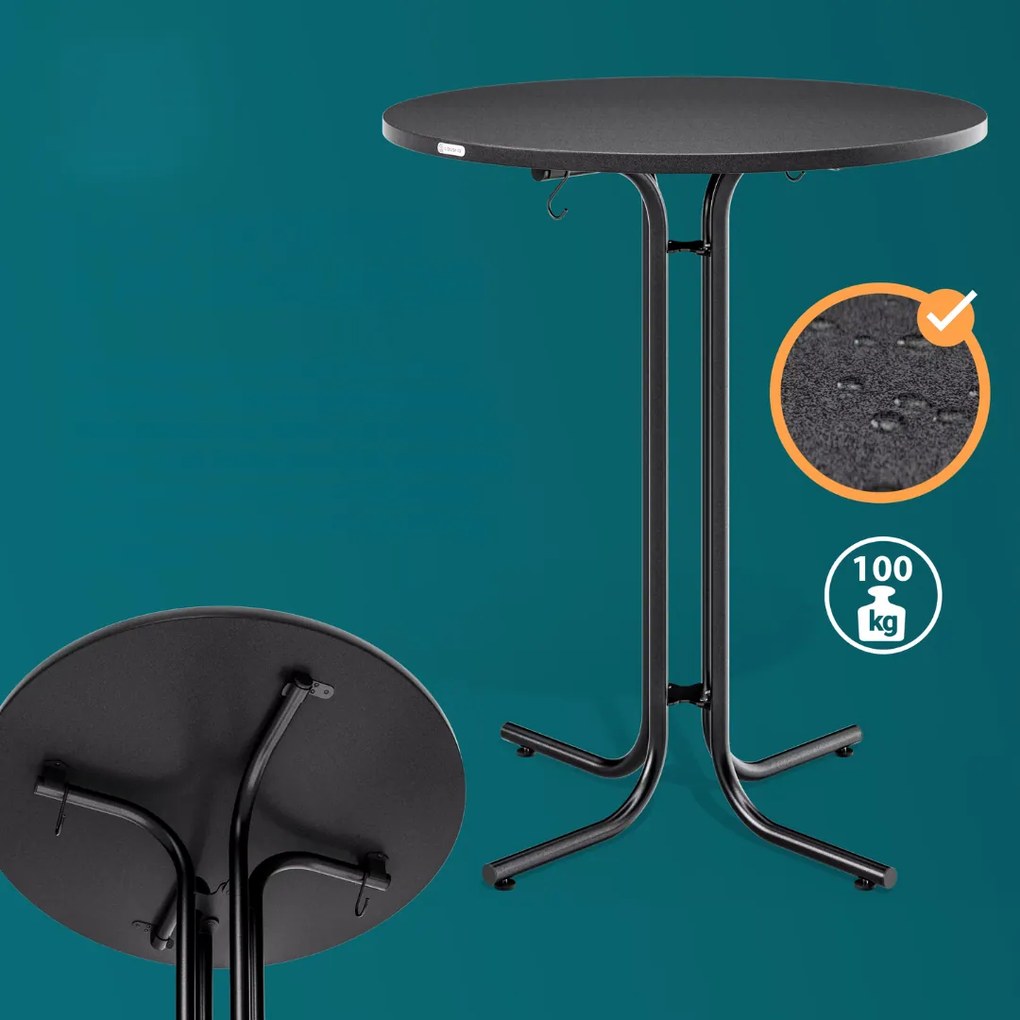 Masă de bar pliabilă RAUL 110x80cm, gri Casaria