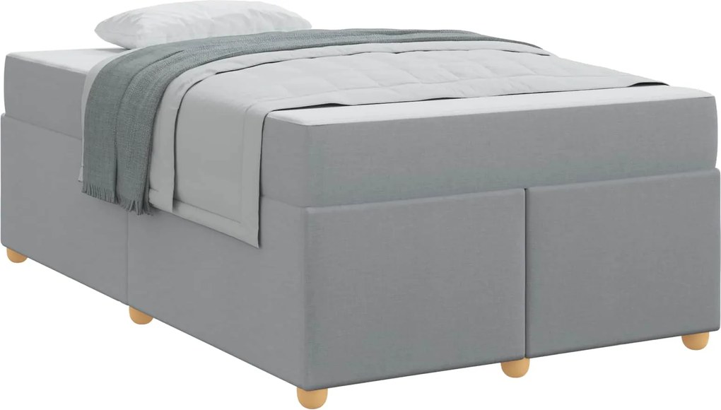 vidaXL Cadru de pat cu saltea Gri deschis 120 x 190 cm țesătură