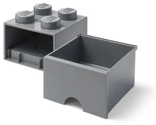 Cutie depozitare cu sertar LEGO®, gri închis