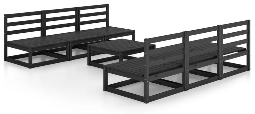 3075318 vidaXL Set mobilier de grădină, 7 piese, negru, lemn masiv de pin