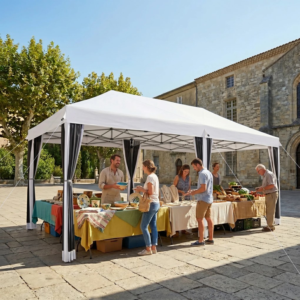 Outsunny Foisor de gradina cu plasa de tantari, alb, 3x6m | Aosom Romania