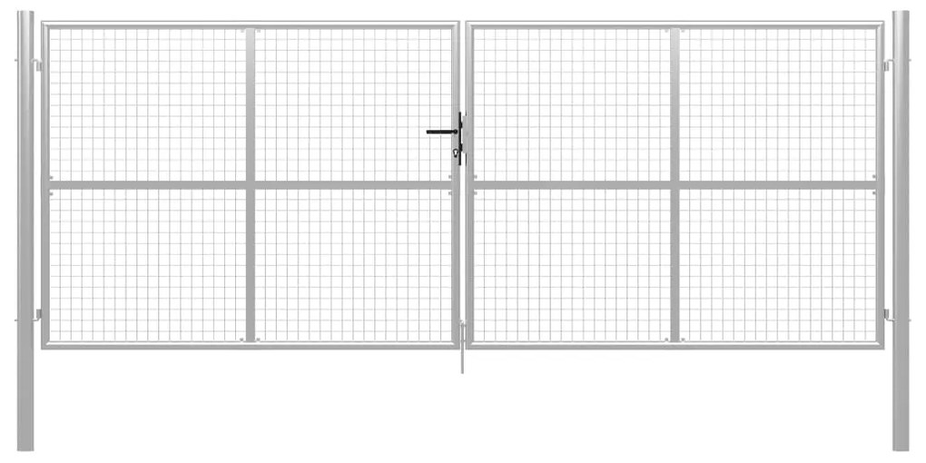 vidaXL Poartă de grădină din oțel galvanizat, 415x150 cm, argintiu