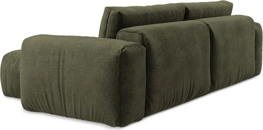 Colțar verde extensibil cu tapițerie din chenille (cu colț pe partea dreaptă/cu șezlong) Kuki – Makamii