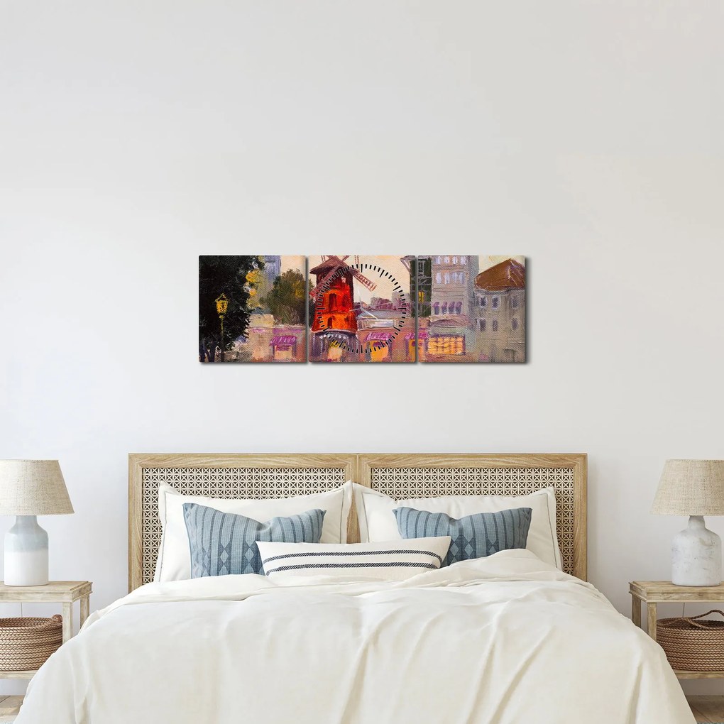 Tablou - Moulin rouge, Paris, Franța (cu ceas) (90x30 cm)
