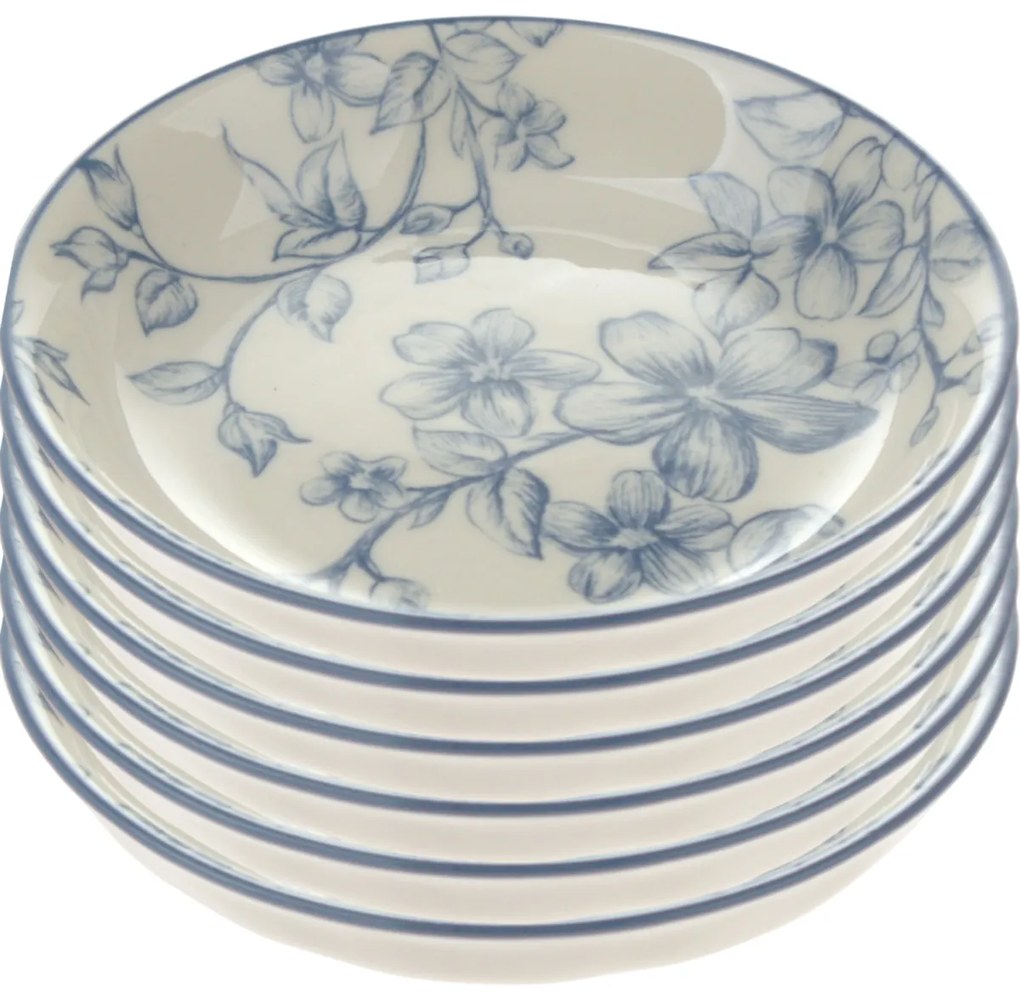 Set of 6 dessert plates Delicate Flowers 10 cm, blue
