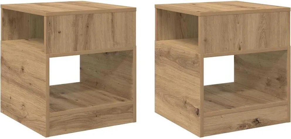 vidaXL Masă laterală 2 pcs Stejar Artizanal 40,5 x 40 x 45 cm