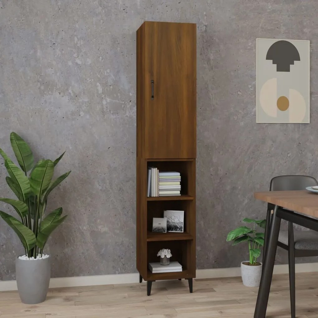 3115307 vidaXL Dulap înalt, stejar maro, 34,5x34x180 cm, lemn prelucrat