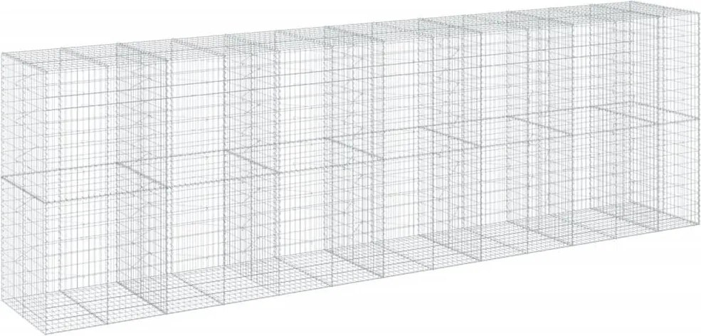 vidaXL Coș gabion cu capac, 650x100x200 cm, fier galvanizat