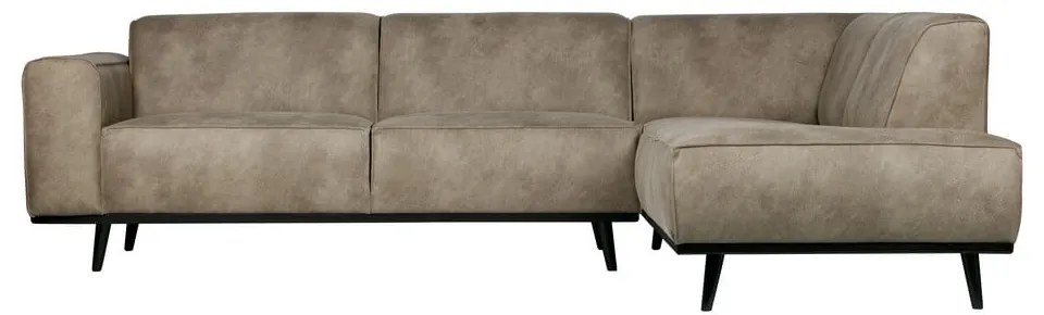 Colțar gri deschis cu tapițerie din imitație de piele (cu colț pe partea dreaptă/în formă de ”L”) Statement – WOOOD