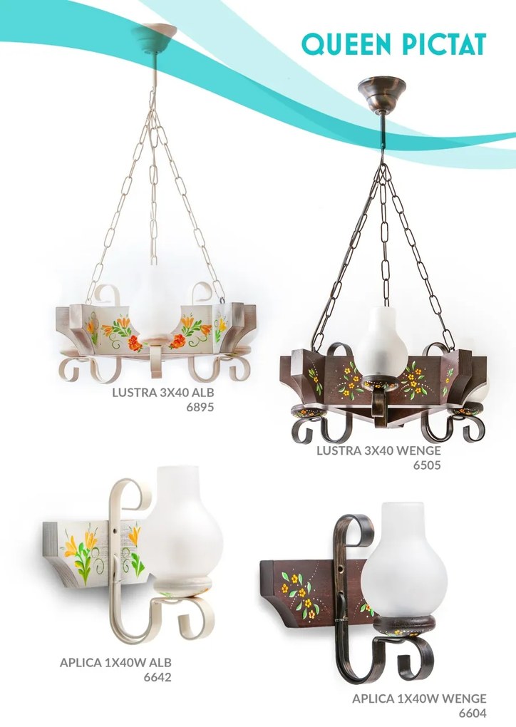 Candelabru fabricat manual din lemn wenge pictat Queen
