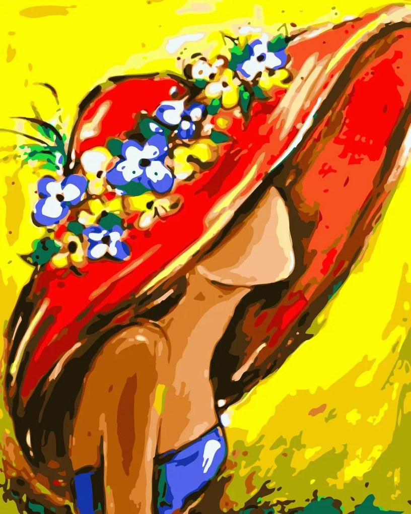 Pictura pe numere cu un cadru "Femeie cu pălărie 5" 50x40 cm