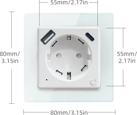 Immax NEO 07552L - Priză inteligentă de tip F 16A/230V + 1xUSB-A+1xUSB C PD 20W