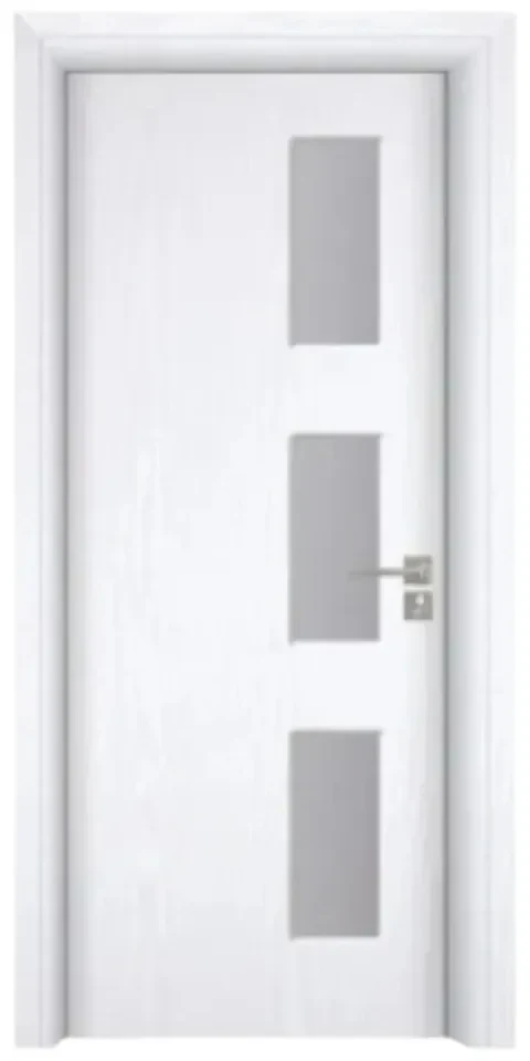 Usa Interior din MDF Novo Doors ND316, Cadru din Lemn Masiv, Geam Sablat, KIT COMPLET, Toc , Manere si balamale incluse (Culoare: Gri deschis,
