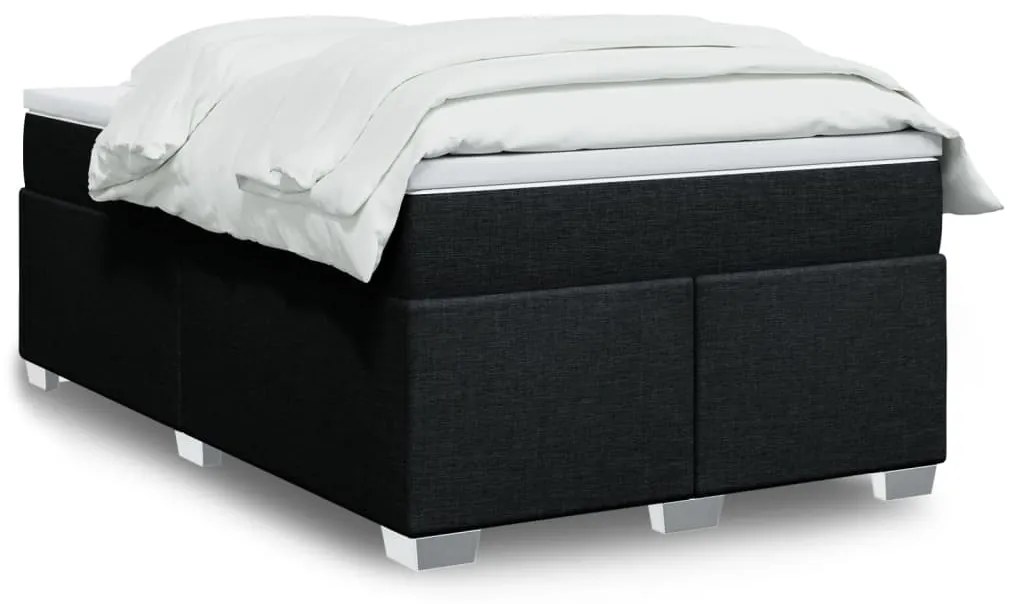 vidaXL Pat box spring cu saltea, negru, 120x190 cm, catifea