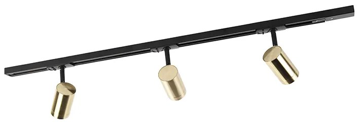 Sistem de iluminat inteligent cu șină negru cu auriu monofazat cu 3 lumini, inclusiv WiFi GU10 - Iconic Jeana