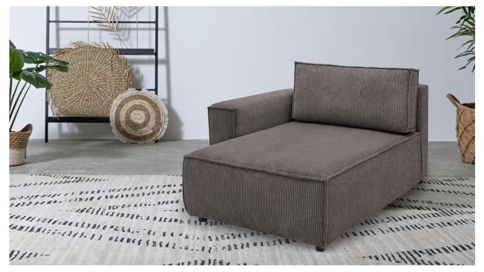 Modul pentru canapea maro deschis cu tapițerie din catifea reiată (cu colț pe partea stângă ) Nihad modular – Bobochic Paris