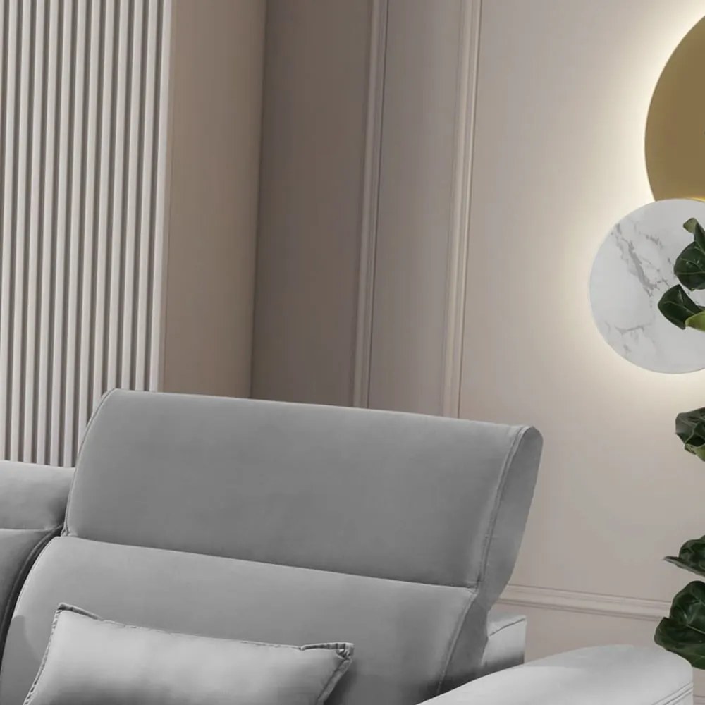 Colțar gri extensibil/cu spațiu de depozitare cu tapițerie din catifea (cu colț pe partea stângă/cu șezlong) Foble – ELTAP