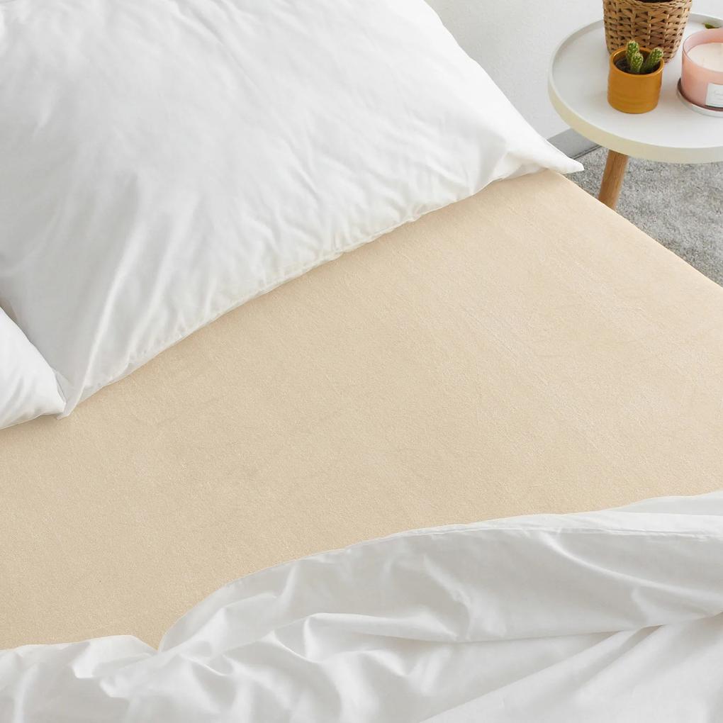 Goldea cearceafuri de pat din terry cu elastic - bej 140 x 200 cm