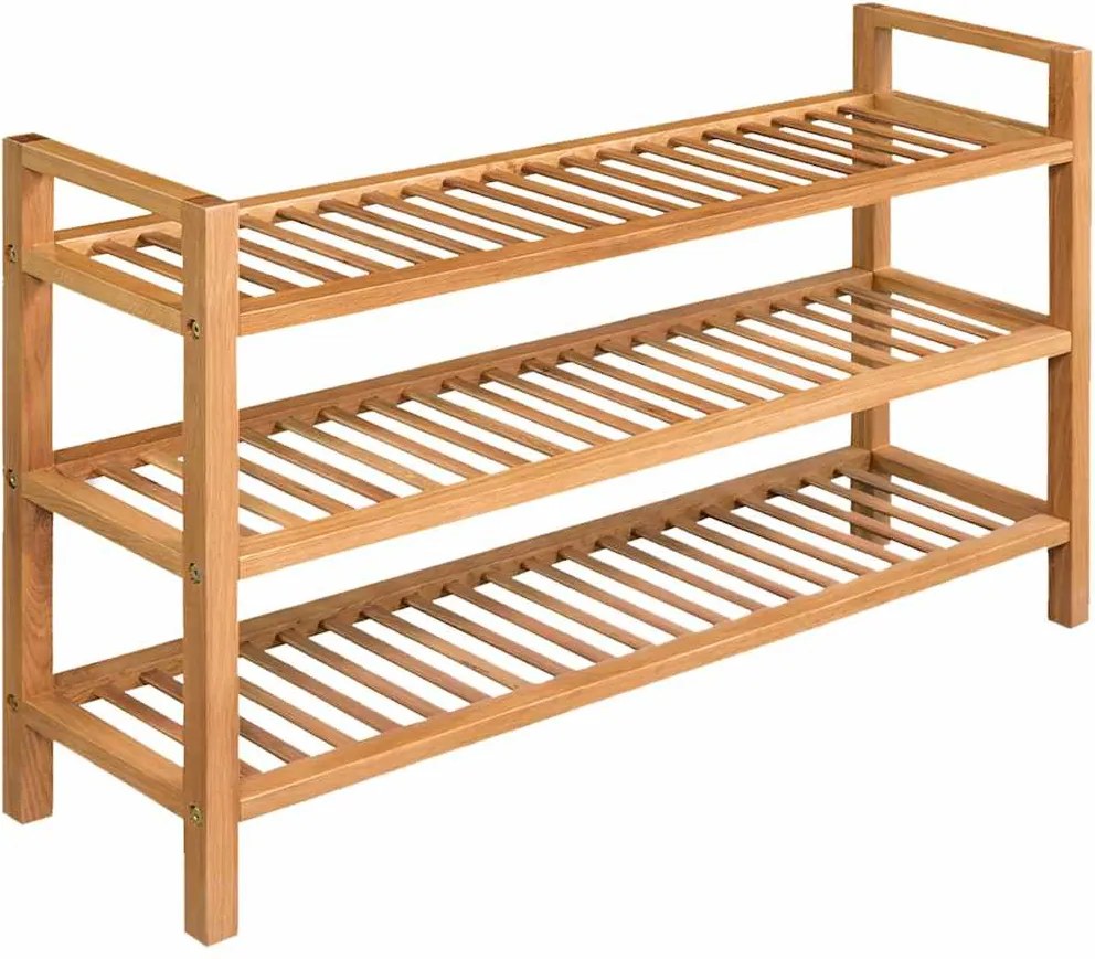 vidaXL Pantofar cu 3 rafturi, 100x27x60 cm, lemn masiv de stejar