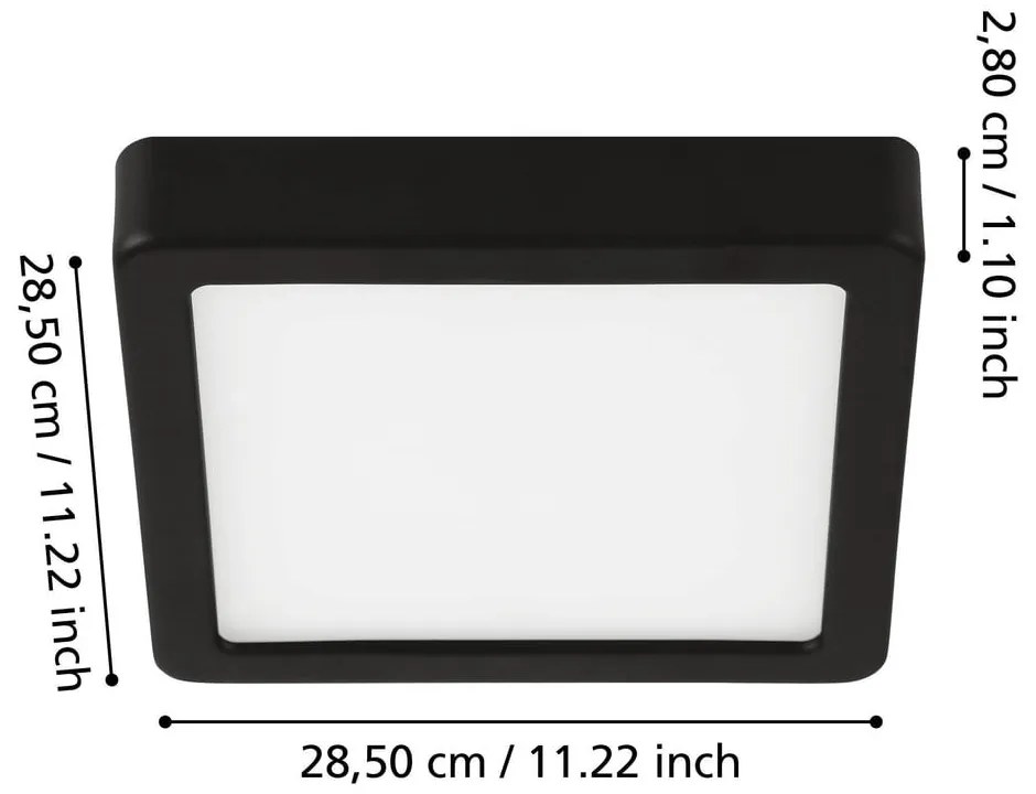 Plafonieră neagră LED 28,5x28,5 cm FUEVA 5 – EGLO