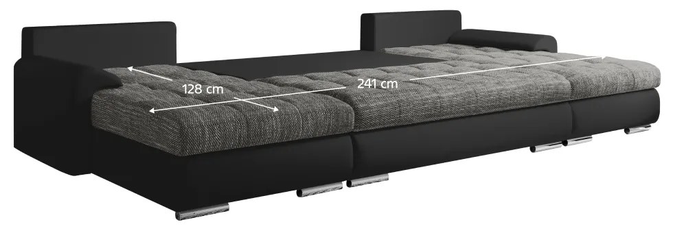Set canapea universal, piele ecologica negru melir gri, TOLITA U UNI