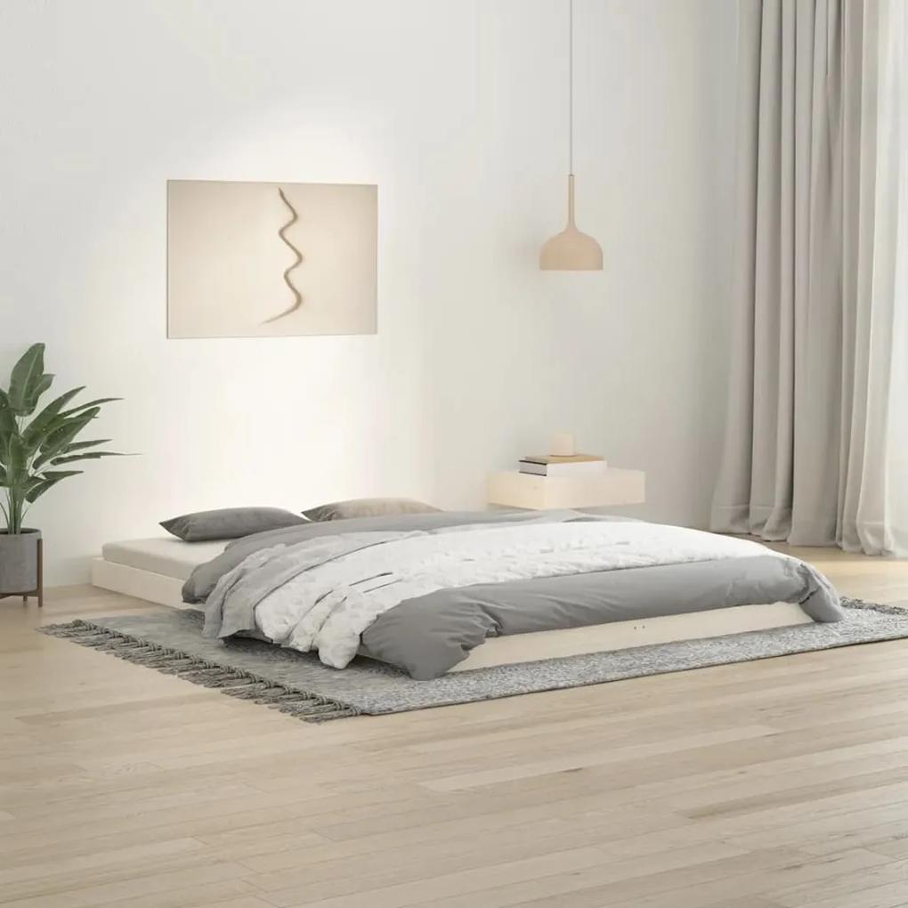 823445 vidaXL Cadru de pat, alb, 140x200 cm, lemn masiv de pin