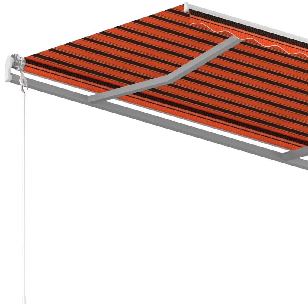 Copertina retractabila manual cu stalpi portocaliu maro 3x2,5 m portocaliu si maro, 3 x 2.5 m