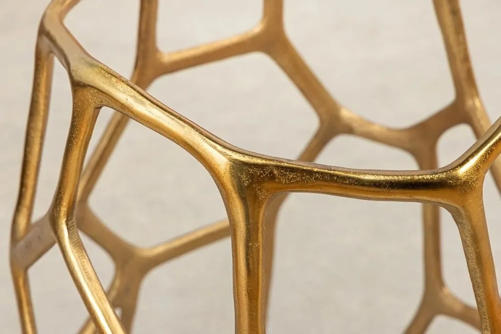 Masuta Laterala, Aluminiu, Auriu, Sticla, Negru, LIQUID GEOMETRIE 50cm