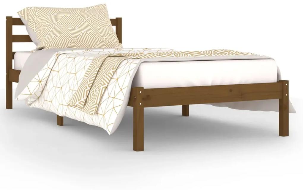 810418 vidaXL Cadru de pat, maro miere, 90x200 cm, lemn masiv de pin
