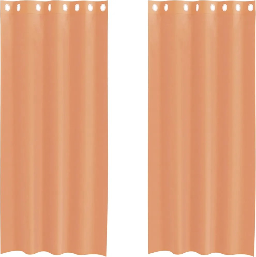 vidaXL Perdele Voile cu Oelii 2 buc Teracotă