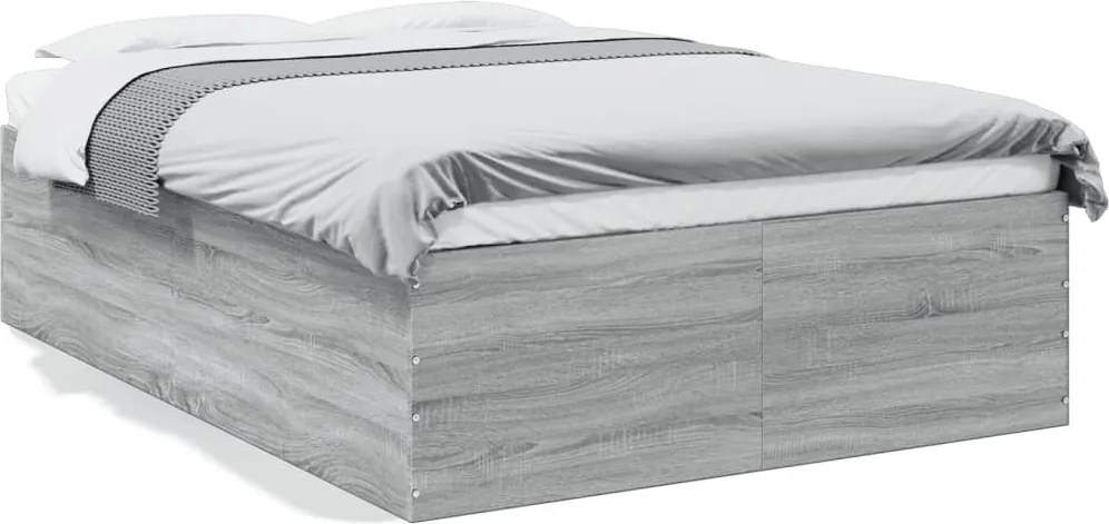 vidaXL Cadru de pat, gri sonoma, 120x200 cm, lemn prelucrat