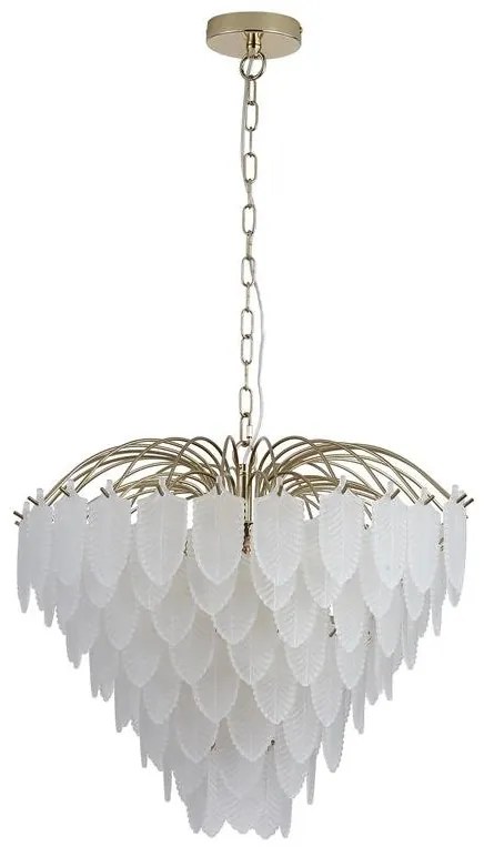 Candelabru alama lucios sticla mata Feather 6Lt