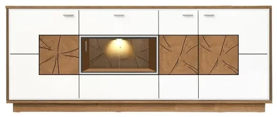 Bufet Urbano White Cu 4 Usi Si 1 Sertar Alb Si Natur, 200 Cm