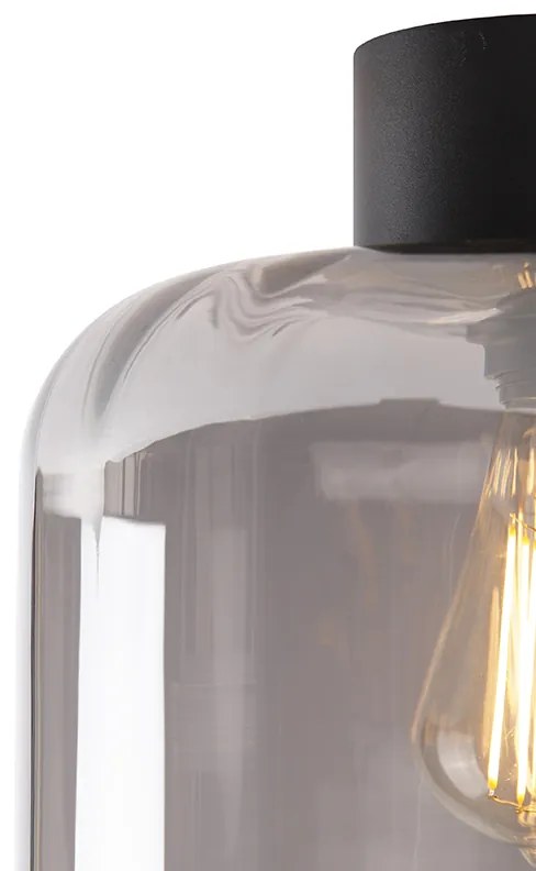 Plafoniera de design neagra cu sticla fumurie - Qara
